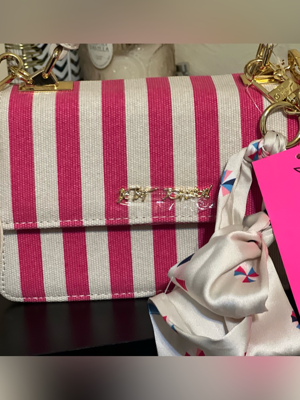 Betsey Johnson Pink Striped Crossbody XOJULES